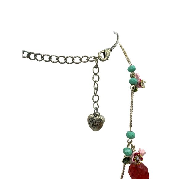 Betsy Johnson Pineapple Pendant & Floral Charm Necklaces set Matching Earrings - Picture 4 of 9